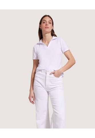 Polo Para Mujer Manga Corta Color Blanco Marca Ostu #40110137 Ostu