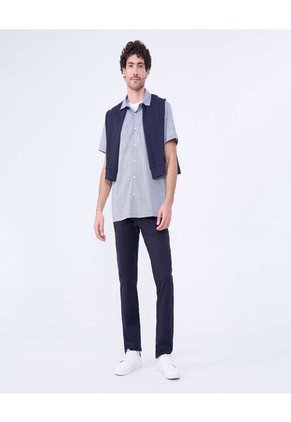 Camisa Para Hombre Manga Corta Sin Bolsillo Color Azul  Marca Ostu #60010772