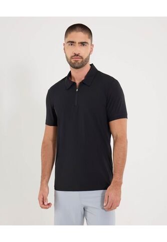 Polo  Para Hombre Cuello Maquina Sin Bolsillo Color Negro Marca Ostu #60110812 Ostu