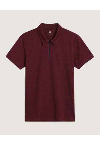 Polo  Para Hombre Cuello Maquina Sin Bolsillo Color Vino Marca Ostu #60110831 Ostu