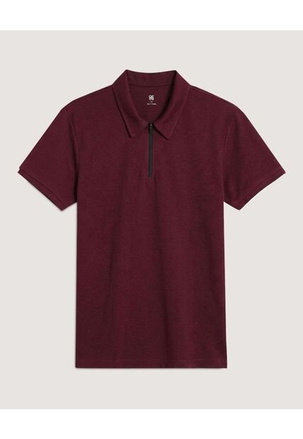 Polo  Para Hombre Cuello Maquina Sin Bolsillo Color Vino Marca Ostu #60110831