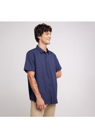 Camisa Para Hombre Manga Corta Sin Bolsillo Color Azul Oscuro Marca Ostu #60010534 Ostu