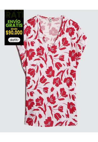 Blusa Para Mujer Manga Corta Color Rojo Marca Ostu #40120960 Ostu