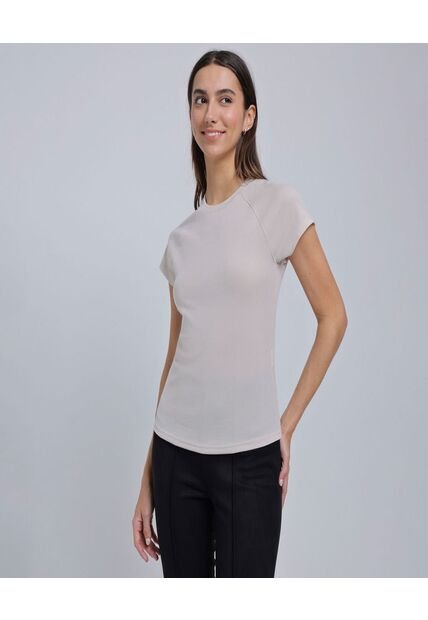 Camiseta Para Mujer Manga Corta Color Beige Marca Ostu #40092140