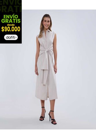 Vestido Para Mujer Manga Sisa Color Beige Marca Ostu #40170285 Ostu