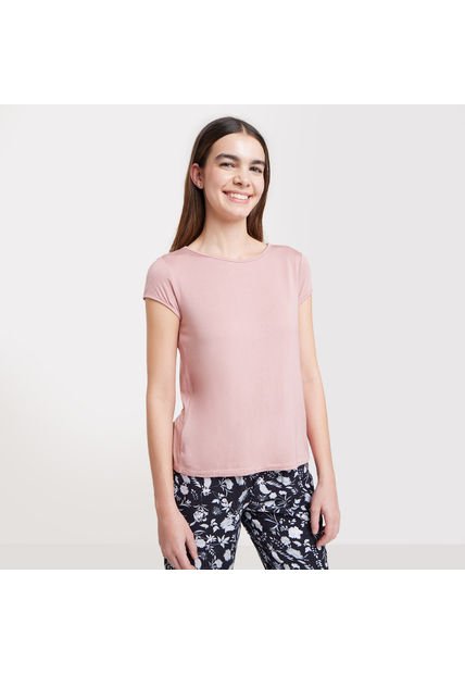 Camiseta Para Mujer Manga Corta Color Rosa Marca Ostu #40090612