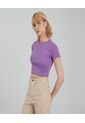 Crop Top Para Mujer Manga Corta Color Morado Marca Ostu #40091831 de Ostu