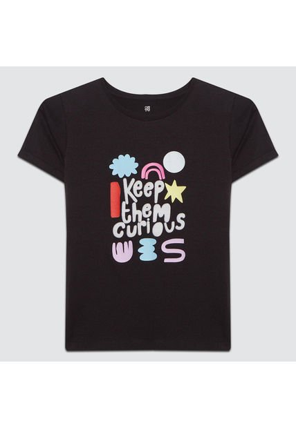 Camiseta Para Niña Manga Corta Color Negro Marca Ostu #90090189