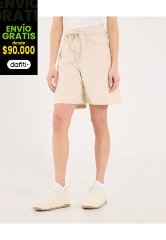 Bermuda  Para Mujer Wide-Leg Color Crudo Marca Ostu #40100110 Ostu