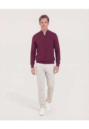 Saco Para Hombre Cuello Alto O Cuello Tortuga Color Vino Marca Ostu #60330037