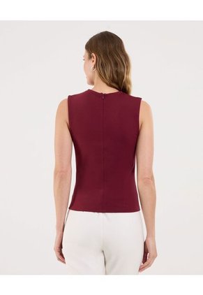 Camiseta Para Mujer Manga Sisa Cuello Redondo Color Vino Marca Ostu #40092525