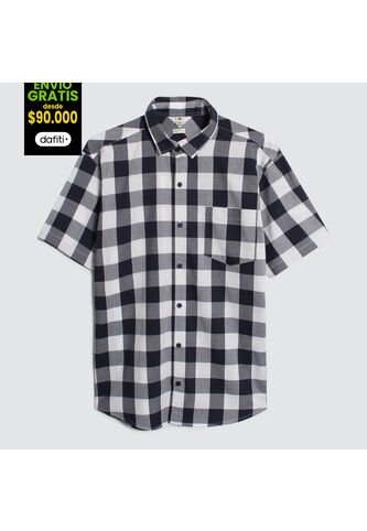 Camisa Para Hombre Manga Corta Con Bolsillo Color Azul  Marca Ostu #60010650 Ostu