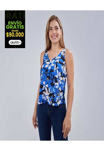 Blusa Para Mujer Manga Sisa Color Azul  Marca Ostu #40120995 Ostu