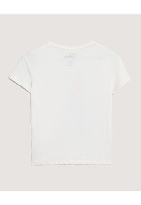 Camiseta  Infantil Niña Manga Corta Cuello Redondo Color Crema Marca Ostu #90090346