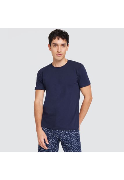 Camiseta Para Hombre Manga Corta Color Azul Oscuro Marca Ostu #60090594