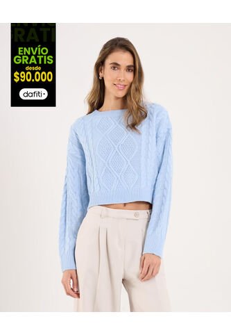 Saco Para Mujer Cuello Redondo Color Azul  Marca Ostu #40330074 Ostu