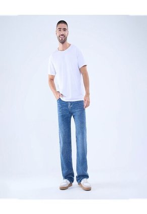 Jean Para Hombre Loose Color Azul Medio Marca Ostu #60160410