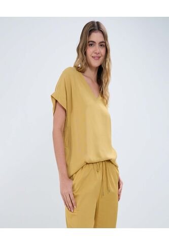 Blusa Para Mujer Manga Corta Color Mostaza Marca Ostu #40120891 Ostu