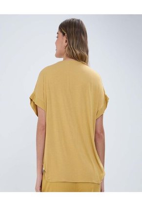 Blusa Para Mujer Manga Corta Color Mostaza Marca Ostu #40120891