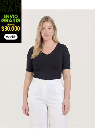 Body  Para Mujer Manga 3/4 Color Negro Marca Ostu #40200216 Ostu