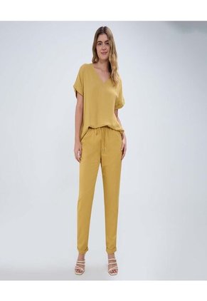 Blusa Para Mujer Manga Corta Color Mostaza Marca Ostu #40120891