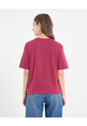 Camiseta  Para Mujer Manga Corta Cuello Redondo Color Vino Marca Ostu #40092717