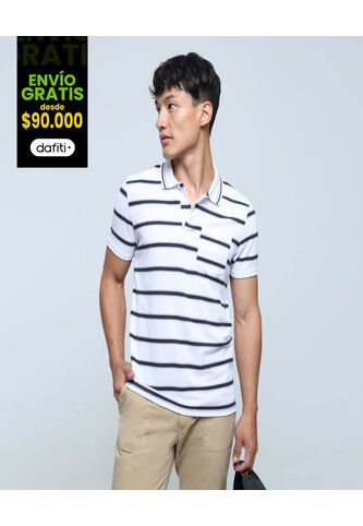 Polo Para Hombre Cuello Tejido Con Bolsillo Color Blanco Marca Ostu #60110572 Ostu