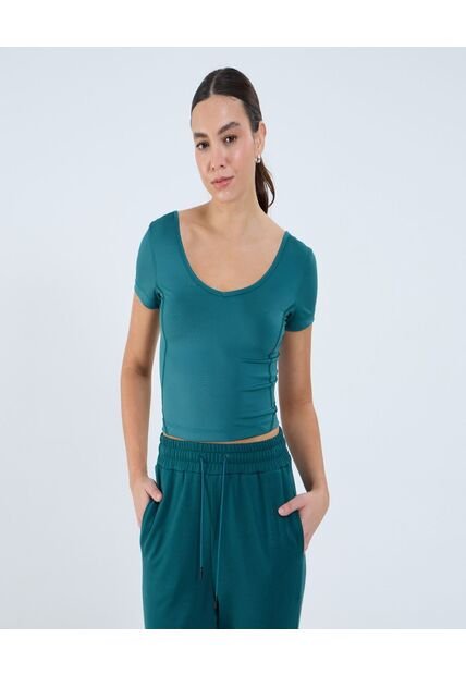 Camiseta Para Mujer Crop Top Color Verde Marca Ostu #40092397