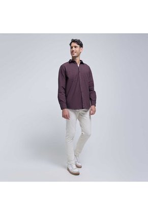 Camisa Para Hombre Manga Larga Con Bolsillo Color Café  Marca Ostu #60010672