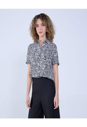 Camisa Para Mujer Manga Corta Color Negro Marca Ostu #40010266