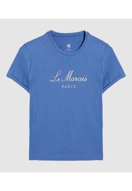 Camiseta Para Niña Manga Corta Color Azul  Marca Ostu #90090244