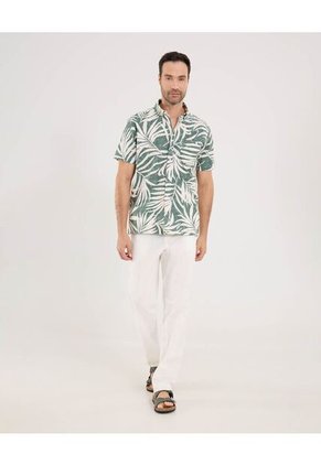 Camisa Para Hombre Manga Corta Con Bolsillo Cuello Button D Color Verde Marca Ostu #60010856