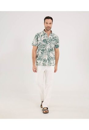 Camisa Para Hombre Manga Corta Con Bolsillo Cuello Button D Color Verde Marca Ostu #60010856