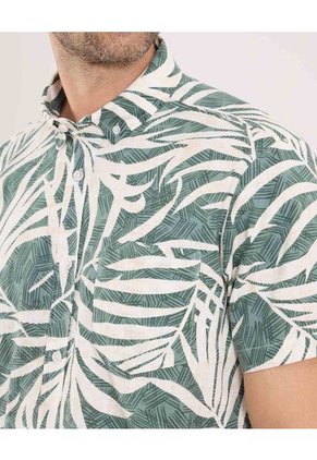 Camisa Para Hombre Manga Corta Con Bolsillo Cuello Button D Color Verde Marca Ostu #60010856