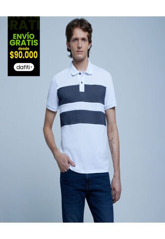 Polo Para Hombre Cuello Tejido Sin Bolsillo Color Blanco Marca Ostu #60110622 Ostu