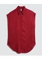 Camisa Para Mujer Manga Corta Color Vino Marca Ostu #40010189 de Ostu
