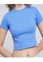 Crop Top Para Mujer Manga Corta Color Celeste Marca Ostu #40092151 de Ostu