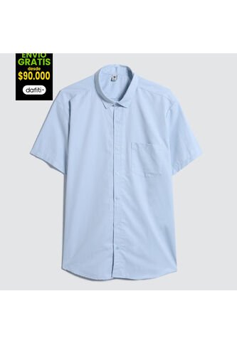 Camisa Para Hombre Manga Corta Con Bolsillo Color Azul  Marca Ostu #60010628 Ostu