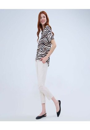 Camisa Para Mujer Manga Corta Color Beige Marca Ostu #40010265