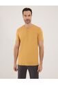 Camiseta Para Hombre Manga Corta Cuello Henley Color Mostaza Marca Ostu #60091233 de Ostu