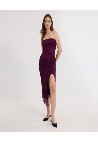 Vestido Para Mujer M/Sisa Medio Color Vino Marca Ostu #40170326 Ostu