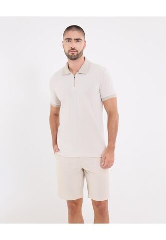 Polo  Para Hombre Cuello Tejido Sin Bolsillo Color Avena Marca Ostu #60110855 Ostu