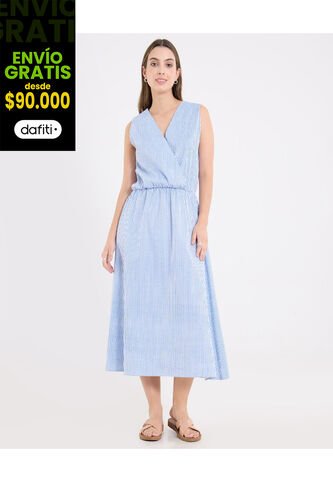 Vestido  Para Mujer M/Sisa Largo Color Azul Marca Ostu #40170339 Ostu