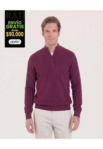 Saco Para Hombre Cuello Alto O Cuello Tortuga Color Vino Marca Ostu #60330037 Ostu