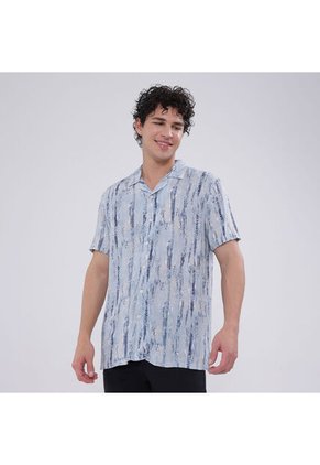 Camisa Para Hombre Manga Corta Sin Bolsillo Color Azul Marca Ostu #60010709