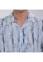 Camisa Para Hombre Manga Corta Sin Bolsillo Color Azul  Marca Ostu #60010709 de Ostu