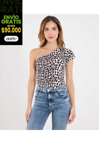 Body Para Mujer Manga Corta Color Beige Marca Ostu #40200209 Ostu