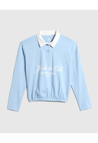 Camiseta Para Niña Manga Larga Color Azul  Marca Ostu #90090221 Ostu