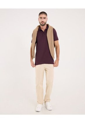 Polo Para Hombre Cuello Maquina Sin Bolsillo Color Morado Marca Ostu #60110810