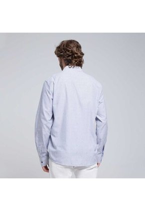 Camisa Para Hombre Manga Larga Con Bolsillo Color Azul Marca Ostu #60010685